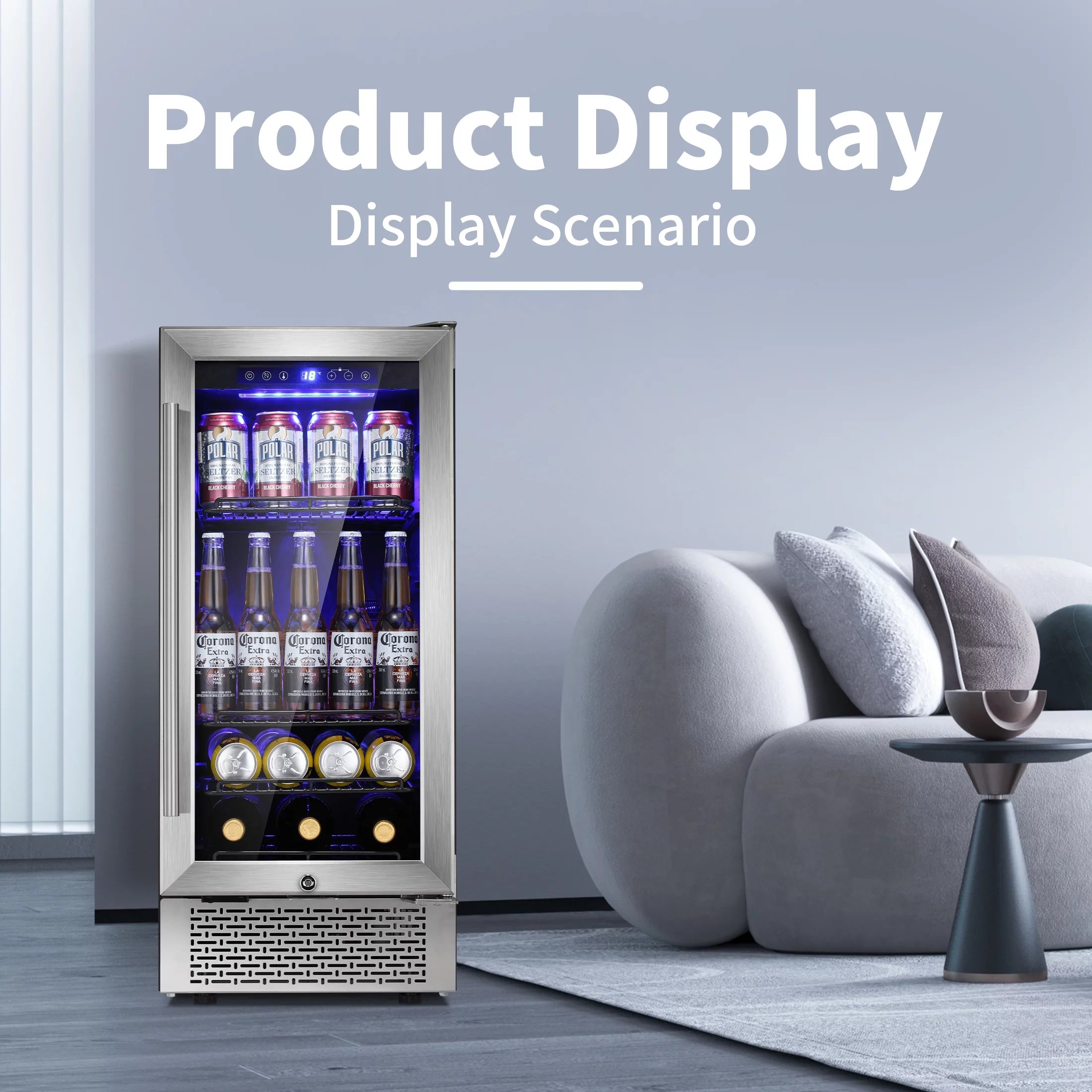 15 inch Beverage Refrigerator with Clear Glass Door and Digital Temperature Control K261627
