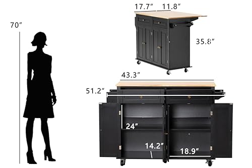 Movable Kitchen Island with Drop Leaf and Power Outlet J472