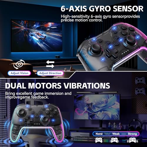 Wireless Controller for Switch, PC, Android, iOS with RGB Lighting U4373