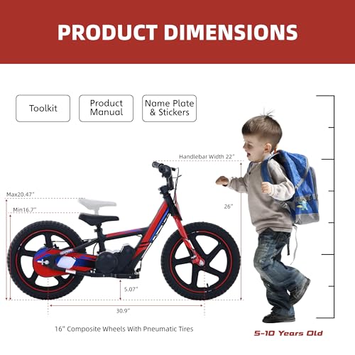 Electric Dirt Bike for Kids Aged 3-6, 170W Motor, 24V Battery, 12IN Tires M30914