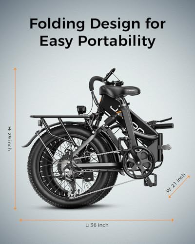 Folding Electric Bike for Adults, 1200W Peak Motor, 28MPH Max Speed, 48V 10AH Removable Battery, 20" Fat Tire M840673