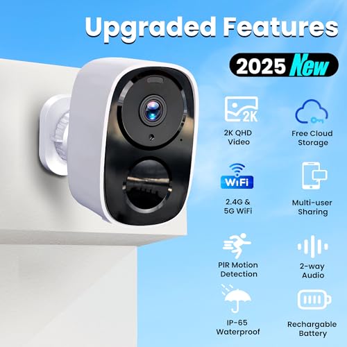 2K Wireless Outdoor Security Camera, Battery Powered, AI Motion Detection N98013