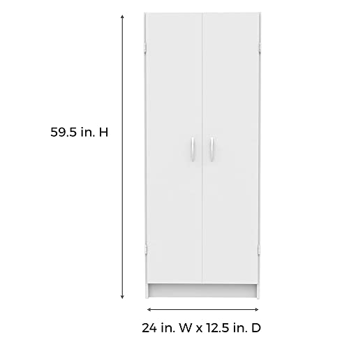 Pantry Cabinet with 2 Doors and Adjustable Shelves, White D388846