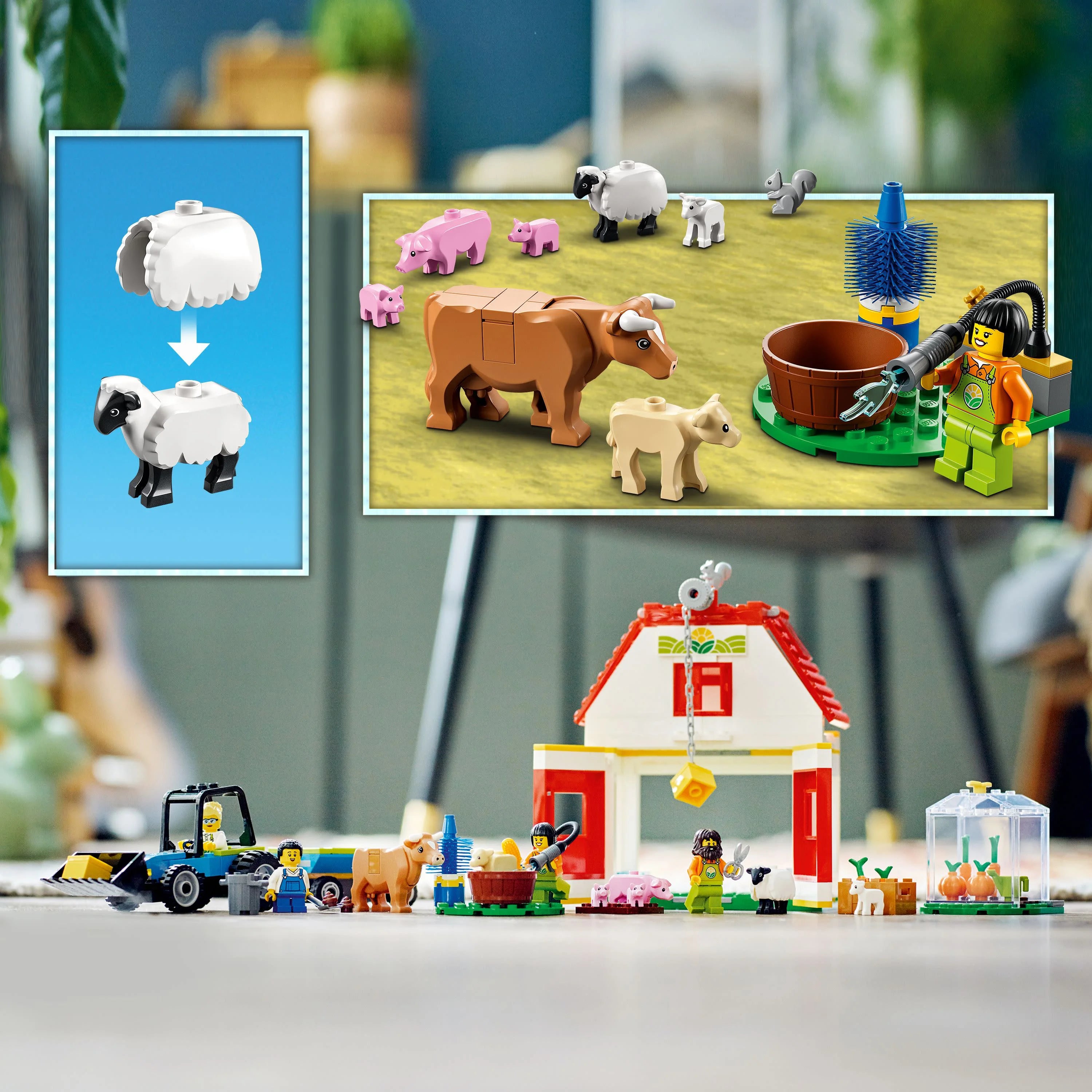 Barn & Farm Animals Playset with Tractor and Trailer W497