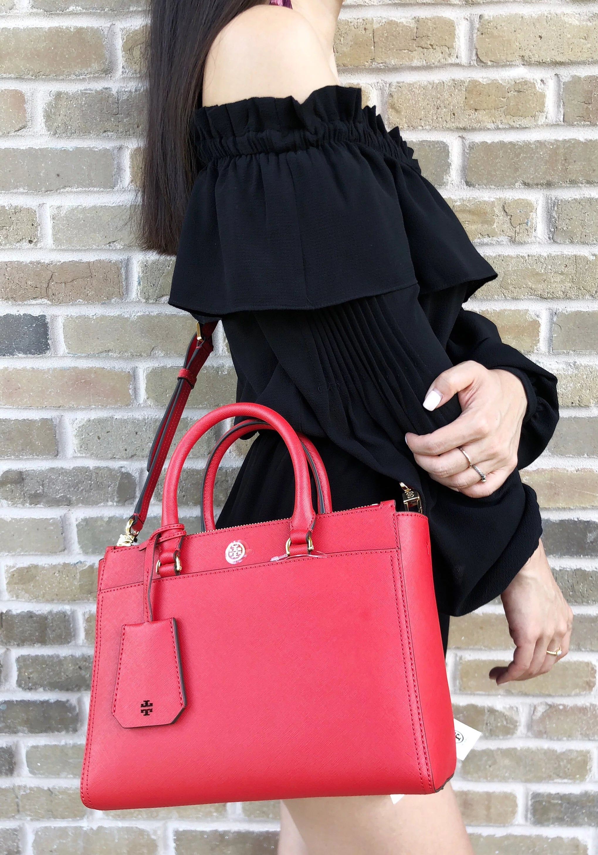 Small Double Zip Tote Satchel Crossbody Bag W711669