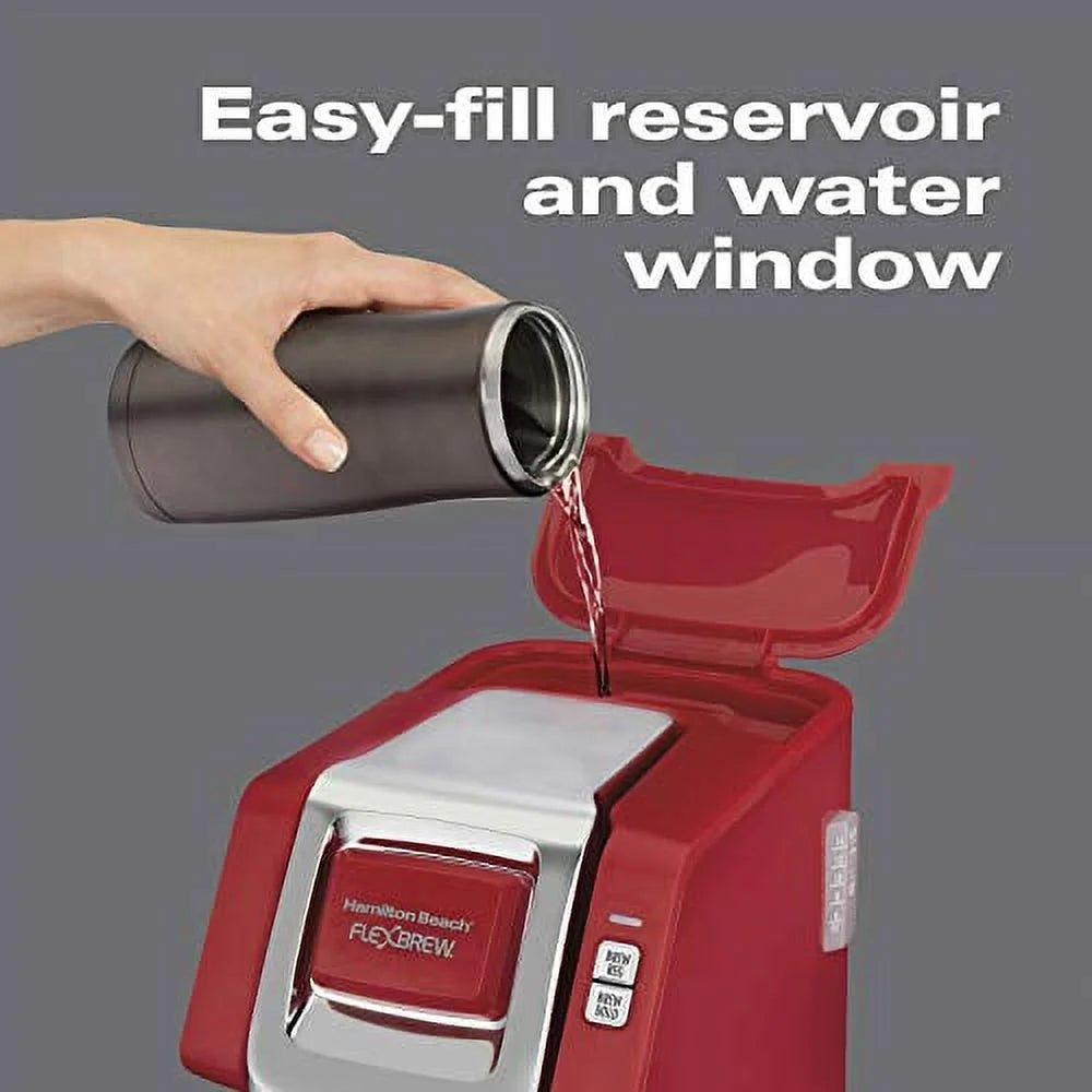 Single-Serve Coffee Maker for Pods or Ground Coffee, Red T20565
