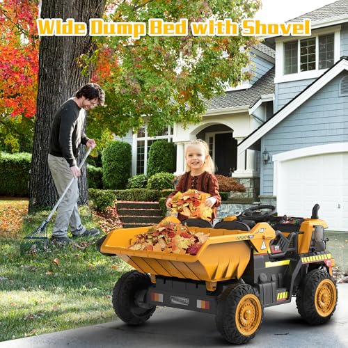 Ride on Dump Truck with Remote Control, Electric Dump Bed, Music Player B413