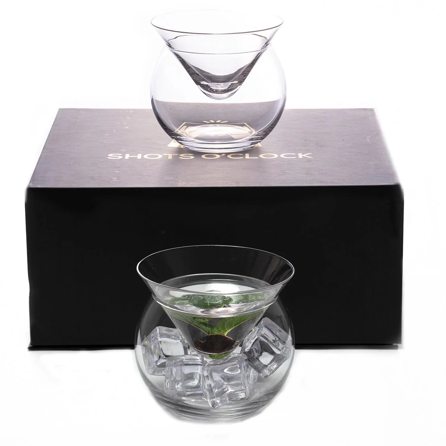 Stemless Martini Glasses with Chiller, Cocktail Glass Set of 4 M912