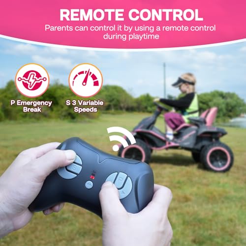 24V Ride on Toy for Big Kids with 4 Motors, Bluetooth Speaker, Adjustable Seat J34962