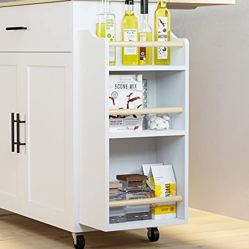 Kitchen Island with Storage, Rolling Cart with Drop Leaf and Charging Station H744