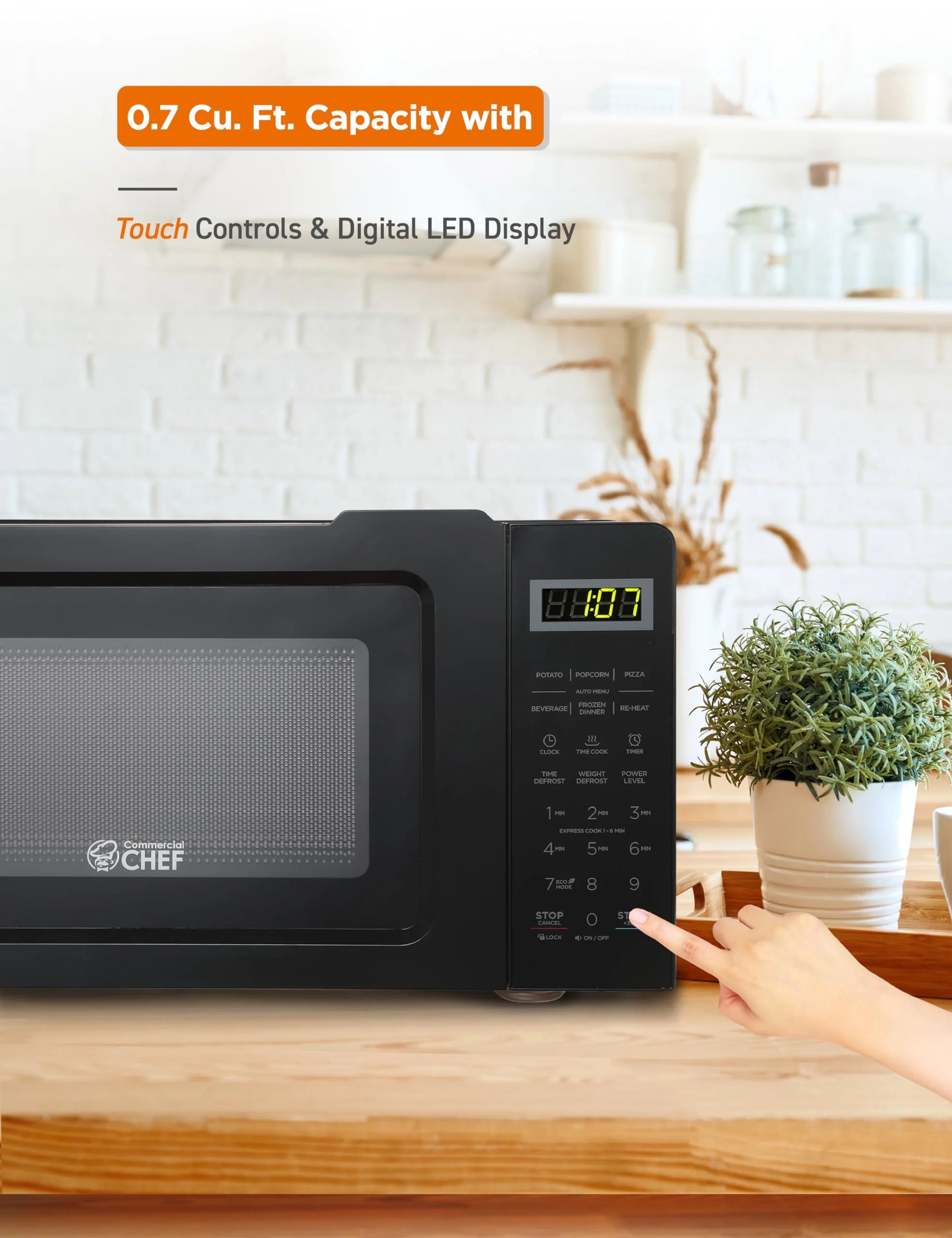 0.7 cu ft Microwave Oven, 700 Watt, Stainless Steel V416765