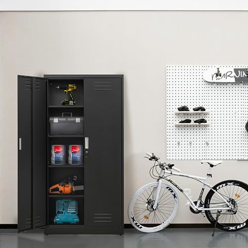 Metal Storage Cabinet with Adjustable Shelves, White W537131