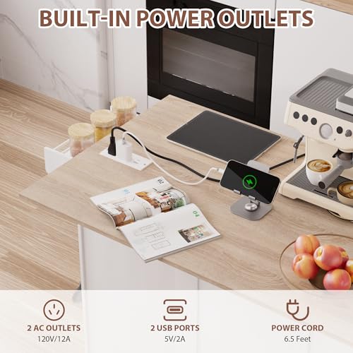 Kitchen Island on Wheels with Storage and Drop Leaf M62362