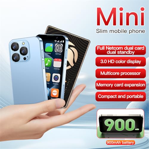 3G Mini Smartphone 3.0 Inch WiFi GPS Quad Core Android 8.1 Palm Phone Slim HD Camera Dual Sim 2GB RAM 16GB Light Blue H59317