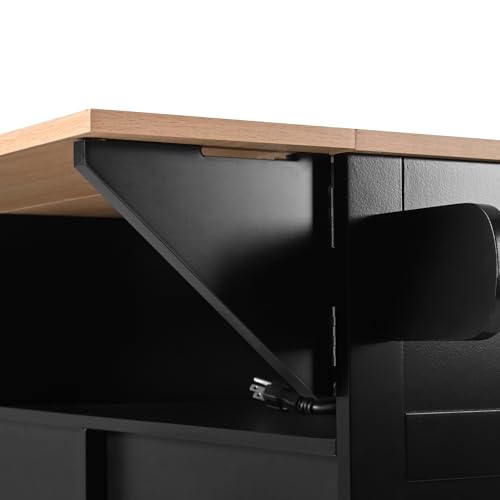 Foldable Kitchen Storage Island Cart with Drop Leaf Extensions and Wheels M744