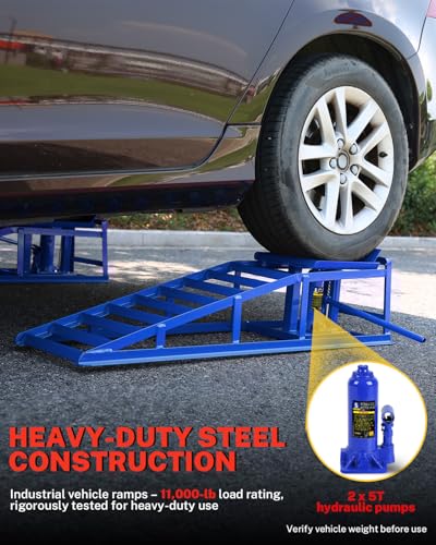 Hydraulic Car Ramps, 5 Ton Capacity, Heavy Duty Steel, 2 Pack O8169