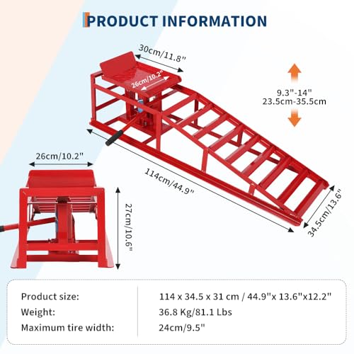 Hydraulic Car and Truck Service Ramps, 11023 Lbs Capacity, Portable Lifts for Oil Changes D8064