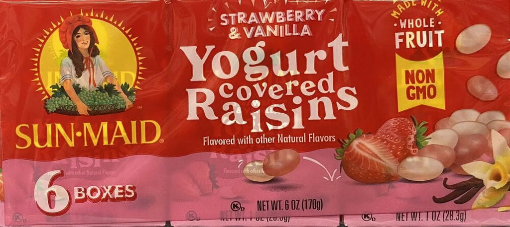 Strawberry & Vanilla Yogurt California Raisins, 12 Boxes U980