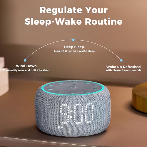 White Noise Machine Alarm Clock with Bluetooth Speaker and Night Light E3084