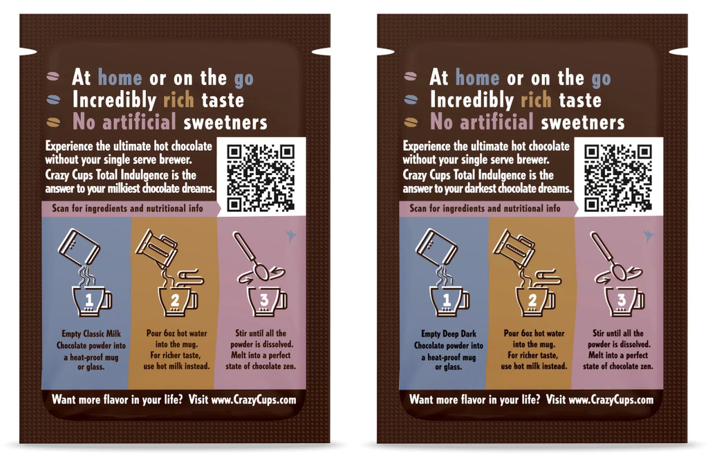 Hot Chocolate Mix Variety Pack, 44 Gourmet Packets, Dark and Milk Chocolate F171