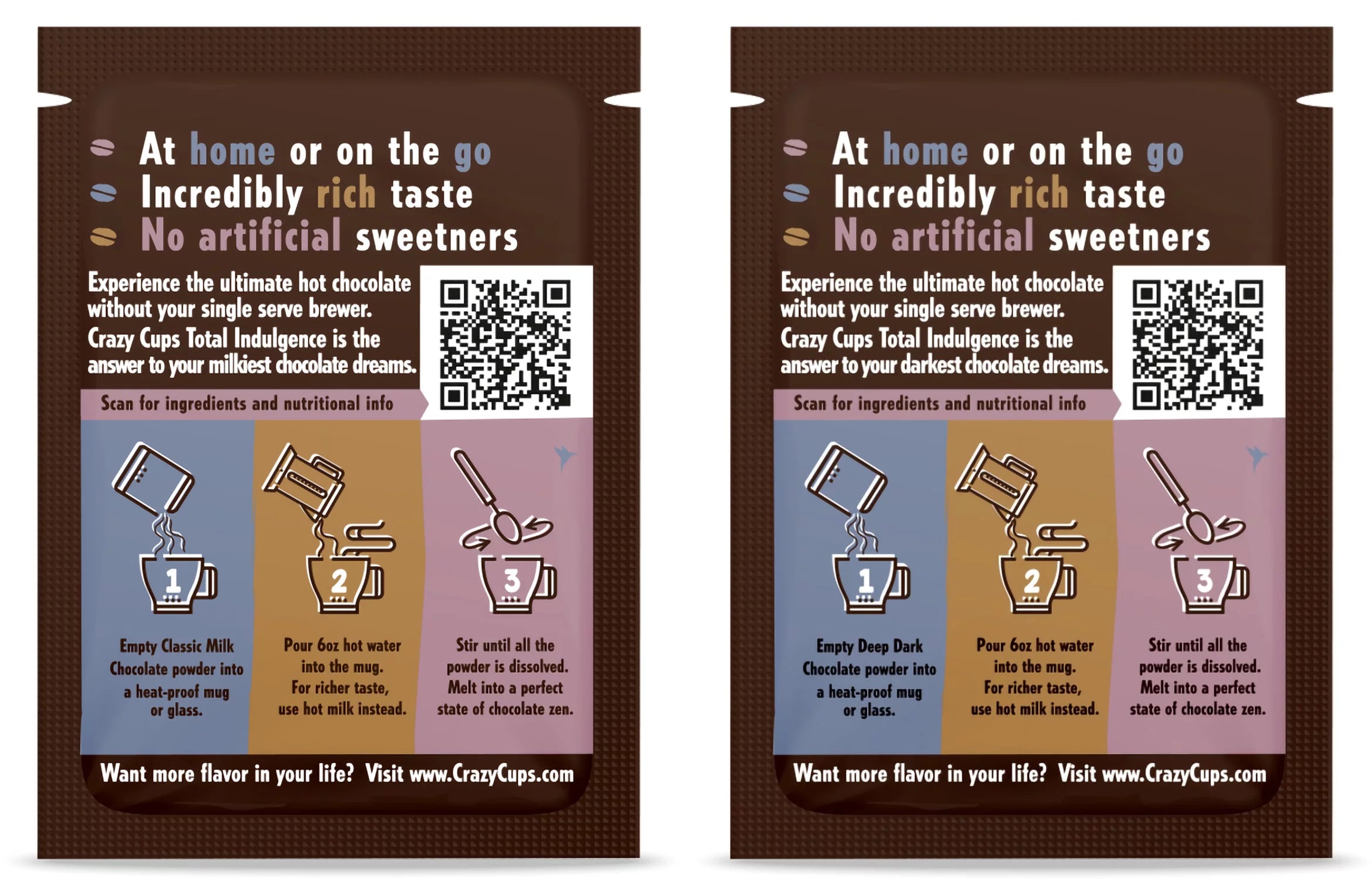 Hot Chocolate Mix Variety Pack, 44 Gourmet Packets, Dark and Milk Chocolate F171