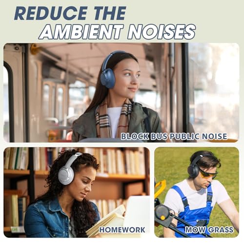Hybrid Active Noise Cancelling Headphones with Transparent Mode, 70H Playtime, Wireless Bluetooth with Mic, Deep Bass, 3.5mm Cable, Soft Earpads, Fast Charging - Black M65774