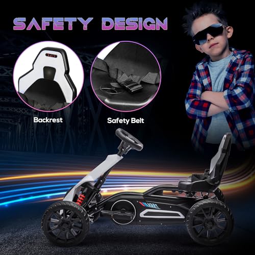 12V Electric Go Kart for Kids, Outdoor Ride-On Toy with Adjustable Speed A571780