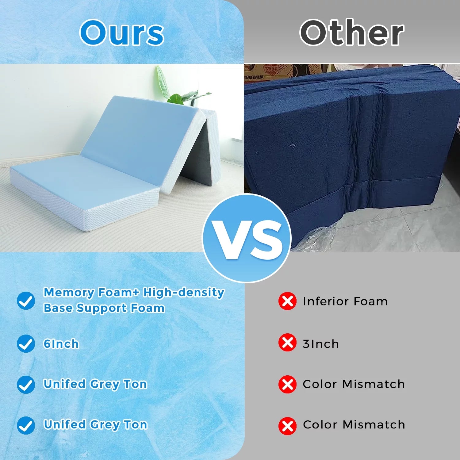 Folding Mattress with Cooling Memory Foam, Washable Cover, Twin C94567