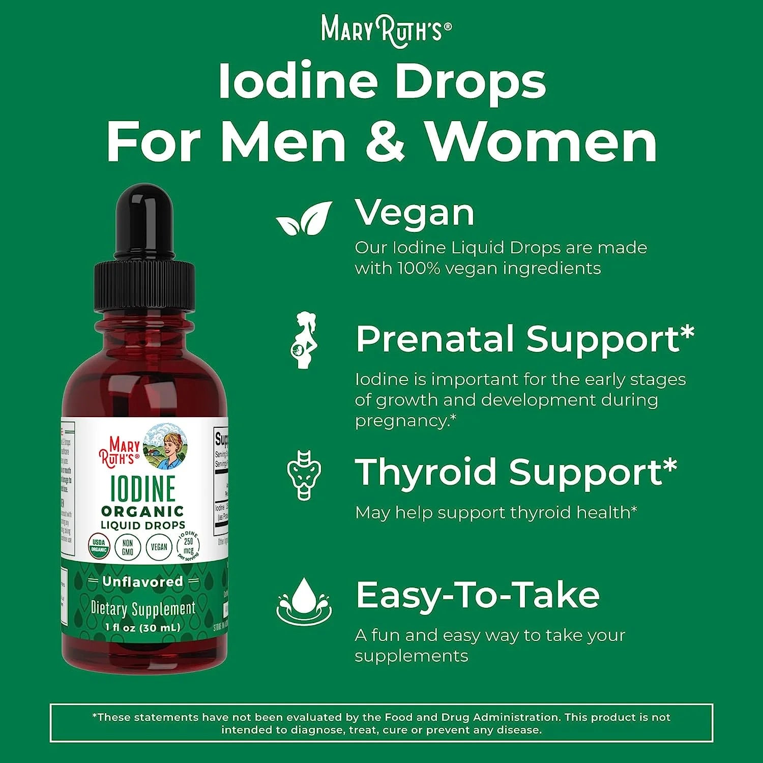 Potassium Iodine Supplement Drops, USDA Organic, Vegan, 450 Servings X57989