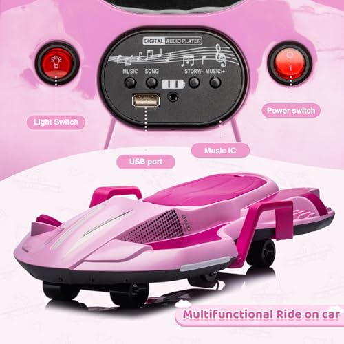 24V Electric Ride On Toy for Kids, Drift Cart with Side Handlebars, LED Lights & Music D29191