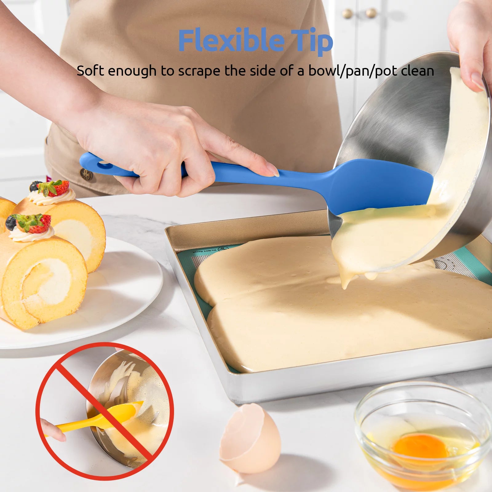 Silicone Spoon Spatula Set of 3, BPA-Free Food Grade, Heat Resistant up to 600°F A132