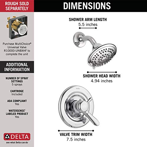 Single-Function Shower Faucet Set with 5-Spray Shower Head, Chrome G117