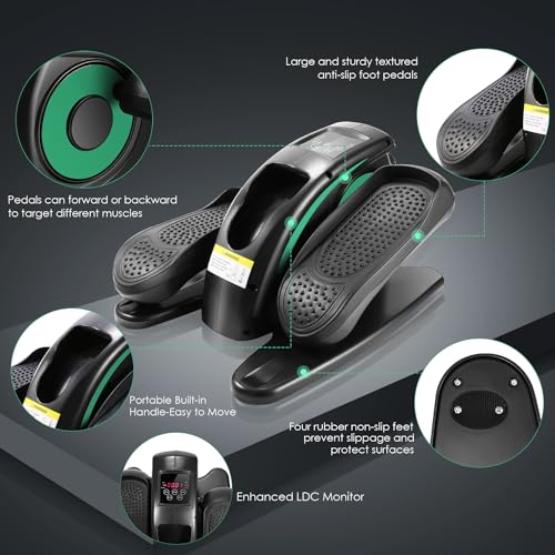 Under Desk Elliptical Machine - Quiet Pedal Exerciser for Seniors, Office & Home N263