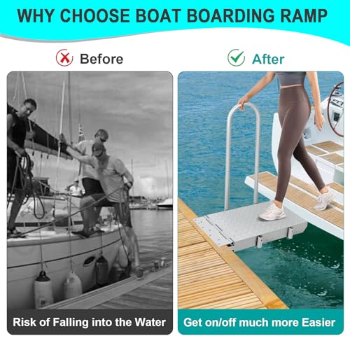 Boat Boarding Platform with Handrail and Folding Dock Step A57156