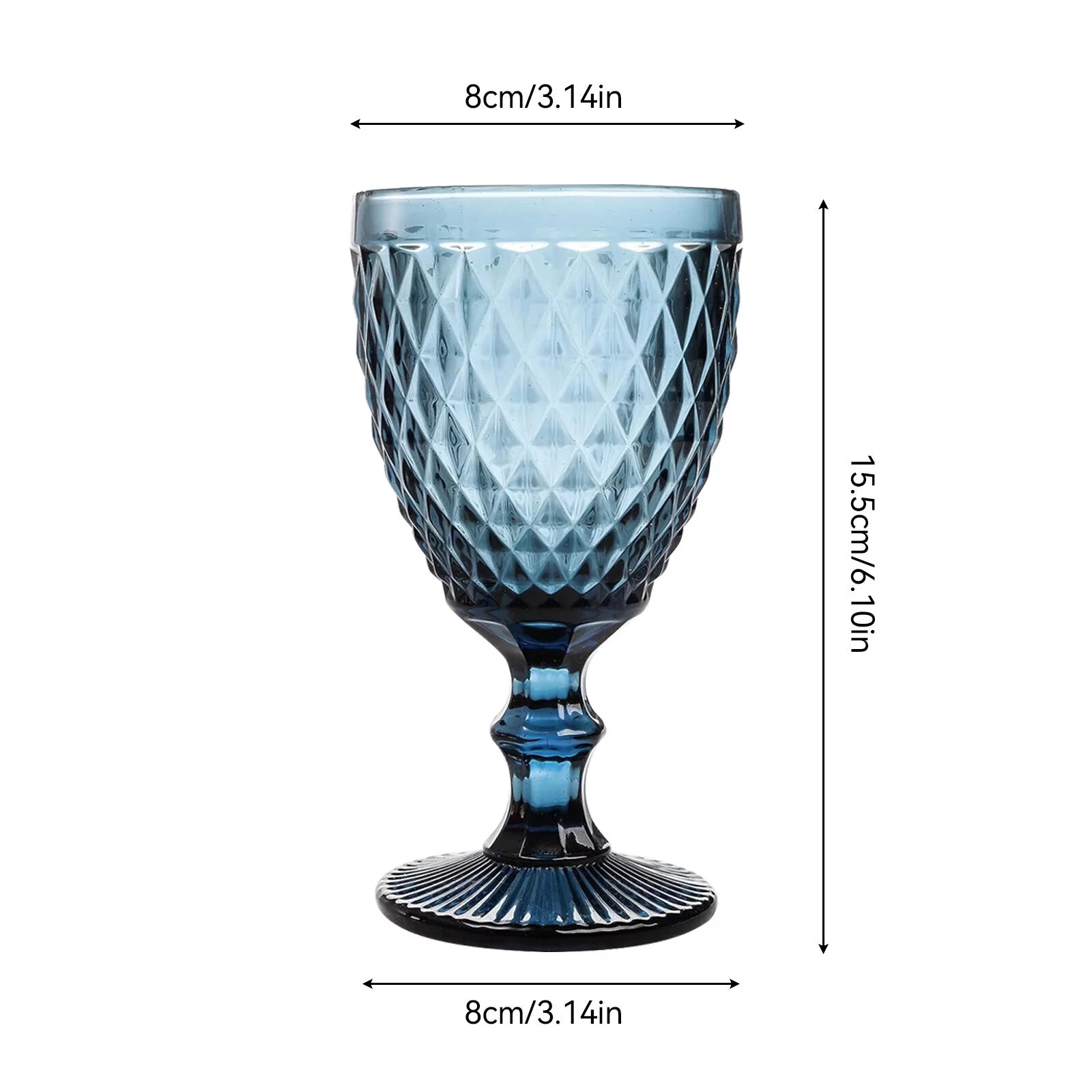 6pcs Embossed Retro Glass Goblet 8 oz Wine Cup Stemware L883