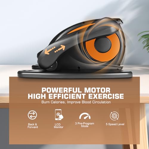 Under Desk Elliptical, Electric Leg Exerciser for Seniors Adults, Quiet Portable Seated Foot Pedal with Remote Control G7774
