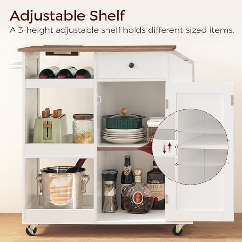 Kitchen Island with Power Outlet and Drawer on Wheels I678