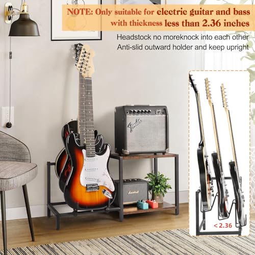 Guitar Rack, 3-Piece Floor Stand with Amp Support, Adjustable Holder for Multiple Instruments X487178