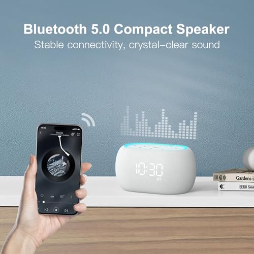 White Noise Sound Machine Alarm Clock with Bluetooth Speaker Q9962