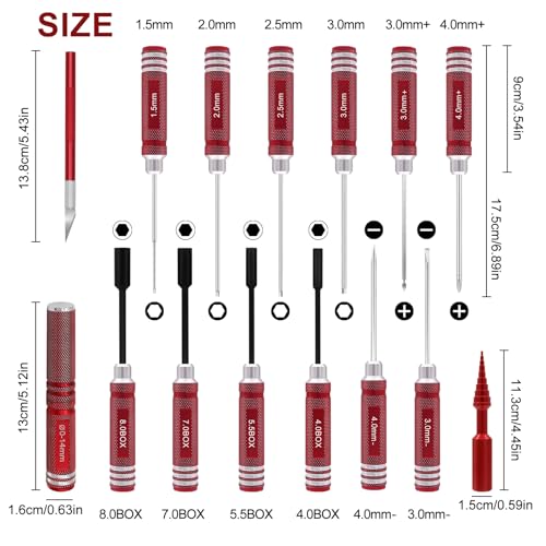 RC Car Tool Kit Hex Screwdriver Set with Pliers Wrench Body Reamer M35204