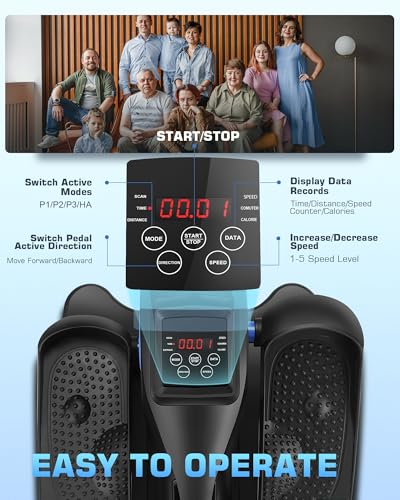 Under Desk Elliptical, Electric Leg Exerciser for Seniors Adults, Quiet Portable Seated Foot Pedal with Remote Control G7774