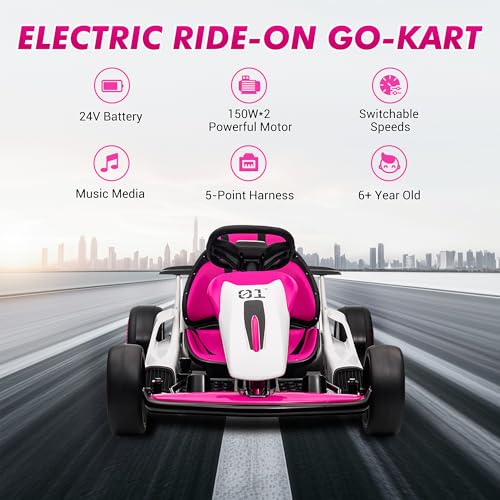 Electric Drift Kart with Adjustable Seat, 24V Ride On Toy for Kids G7951