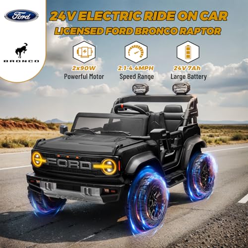 2 Seater Ride On Car for Kids, 24v Electric Truck with Remote Control, Blue O82727