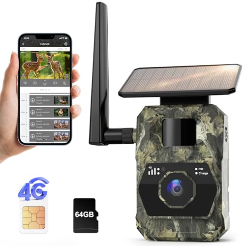 Solar Trail Camera 48MP 30FPS, WiFi Bluetooth Game Camera with Night Vision, IP66 Waterproof B4379