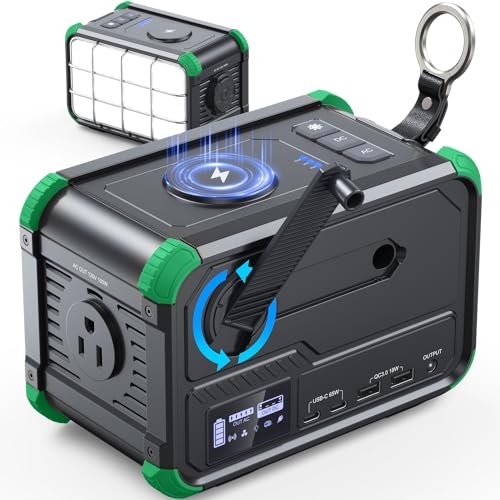 Portable Power Station 153Wh Solar Generator with Hand Crank AC Outlet H270