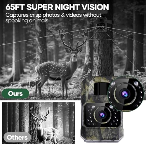 Solar Trail Camera 48MP 30FPS, WiFi Bluetooth Game Camera with Night Vision, IP66 Waterproof B4379