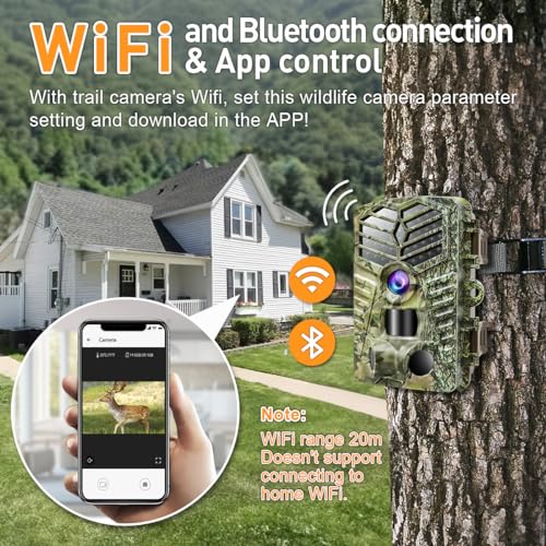 Trail Camera WiFi Bluetooth, 2.7K 48MP Night Vision Motion Activated M9653