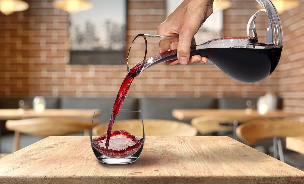 Wine Decanter Carafe Aerator with Stemless Glasses, 5-Piece Set A450