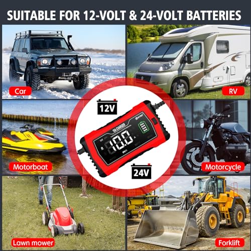 Smart Car Battery Charger 10-Amp 12V/24V with Trickle and Desulfator U7936