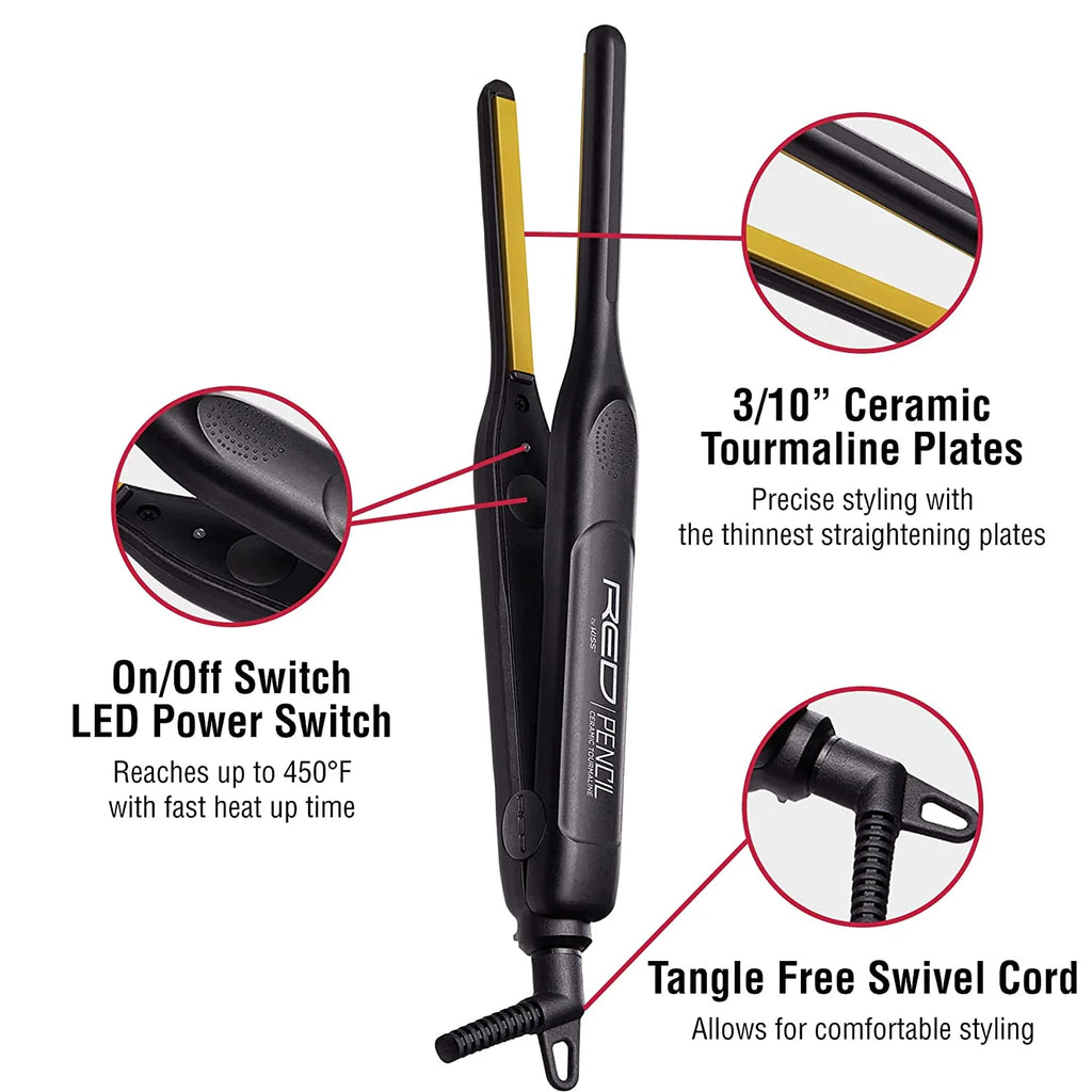 Ceramic Tourmaline Pencil Flat Iron Hair Straightener A7292